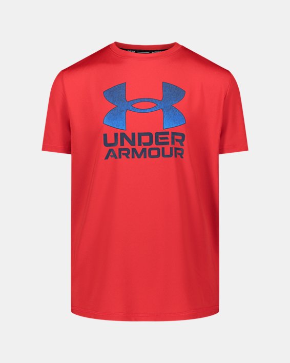 Boys' Pre-School UA Short Sleeve Logo Surf Shirt, Red, pdpMainDesktop image number 1